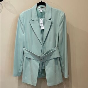 Topshop Mint Green Belted Blazer